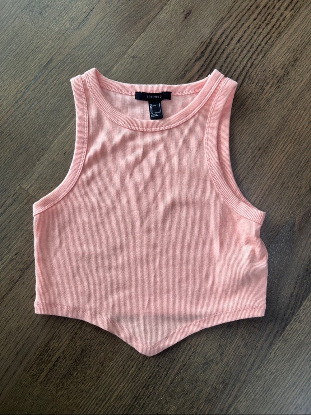 Forever 21 Light Pink Ribbed Pointed-Hem Crop Tank